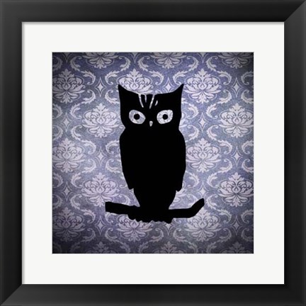 Framed Owl &amp; Damask Print