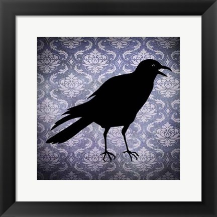 Framed Crow &amp; Damask Print