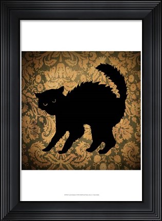 Framed Cat &amp; Damask Print