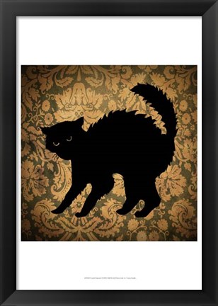 Framed Cat &amp; Damask Print