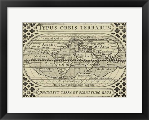 Framed Vintage Map on Khaki II Print