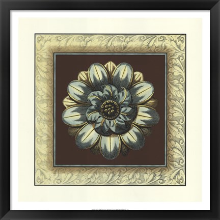 Framed Brown &amp; Blue Rosettes I brown Print