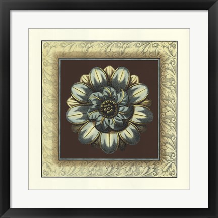 Framed Brown &amp; Blue Rosettes I brown Print