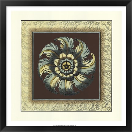 Framed Brown &amp; Blue Rosettes II brown Print