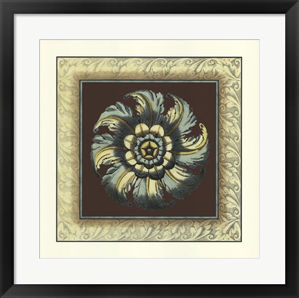 Framed Brown &amp; Blue Rosettes II brown Print