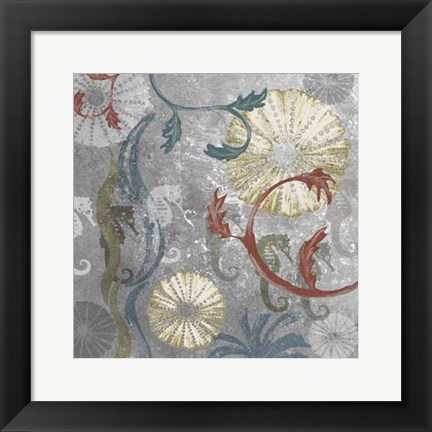 Framed Seahorse Collage I Print