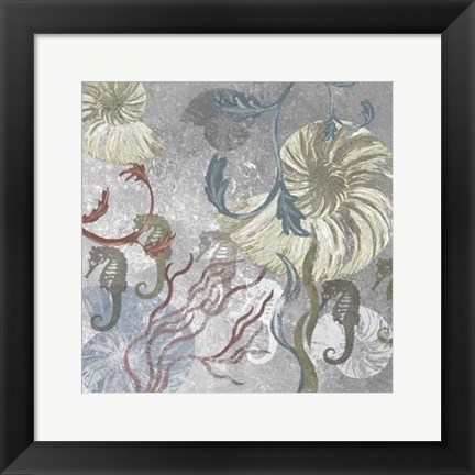 Framed Seahorse Collage II Print