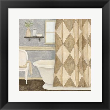 Framed Patterned Bath I Print