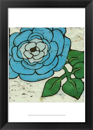 Framed Aqau Batik Botanical III Print