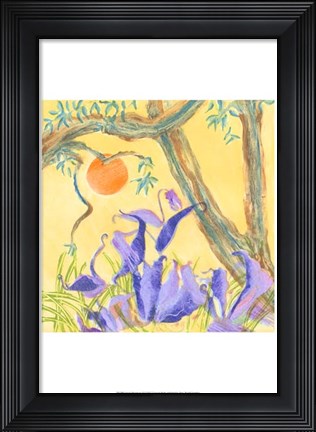 Framed Jungle Monotype VI Print