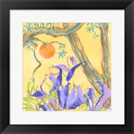 Framed Jungle Monotype VI Print