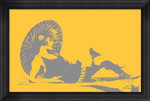 Framed 1920s Parasol on Orange Print