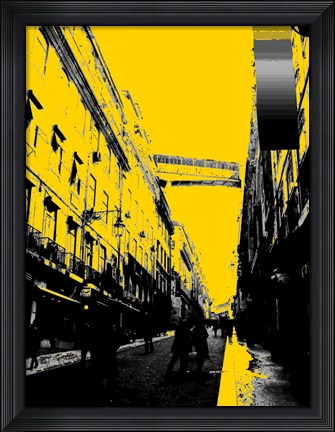 Framed City Street on Yellow Print