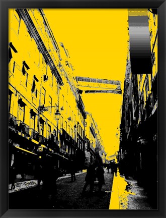 Framed City Street on Yellow Print