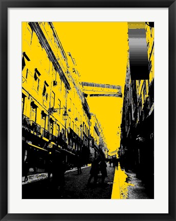 Framed City Street on Yellow Print