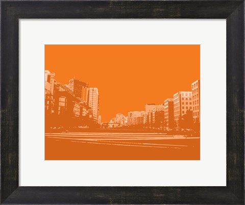 Framed City Block on Orange Print