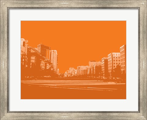 Framed City Block on Orange Print