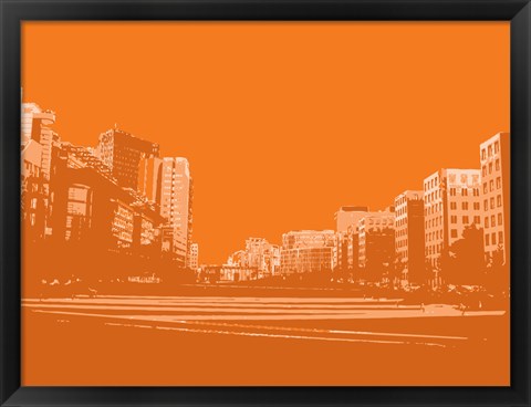 Framed City Block on Orange Print