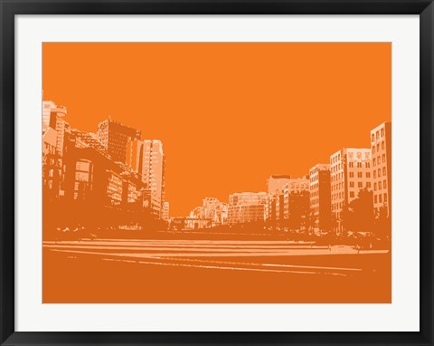 Framed City Block on Orange Print