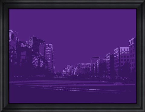 Framed City Block on Purple Print