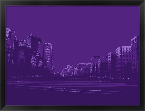 Framed City Block on Purple Print