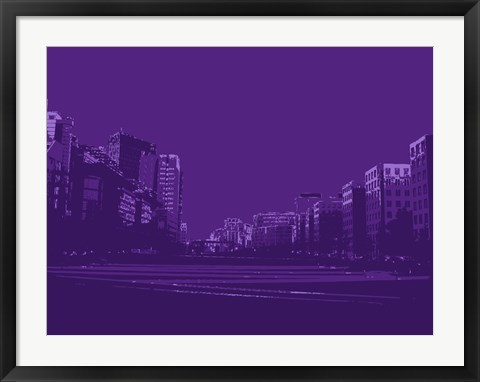 Framed City Block on Purple Print