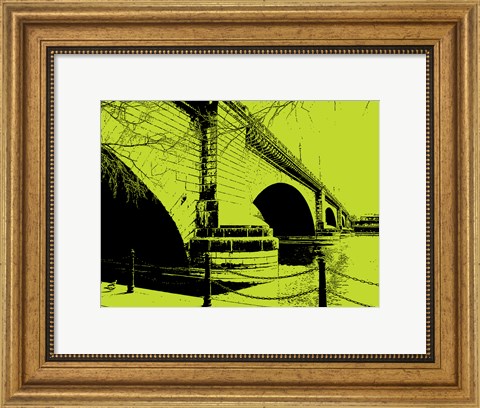 Framed London Bridges on Lime Print