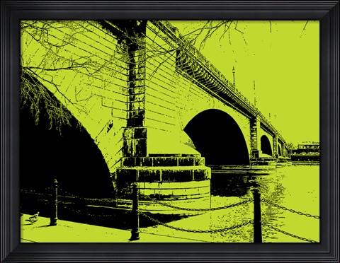 Framed London Bridges on Lime Print