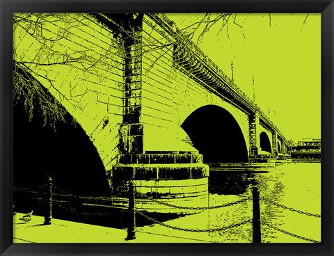 Framed London Bridges on Lime Print