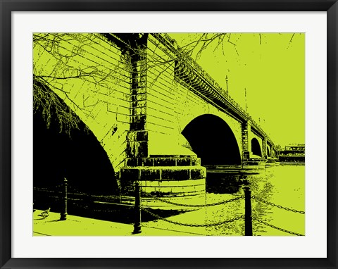 Framed London Bridges on Lime Print