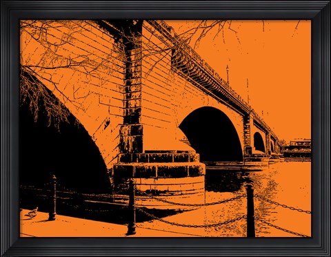 Framed London Bridges on Orange Print