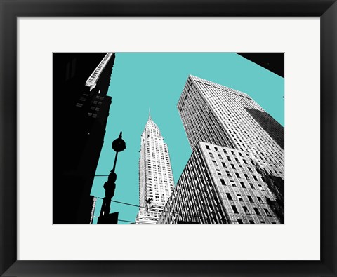 Framed New York on Blue Print