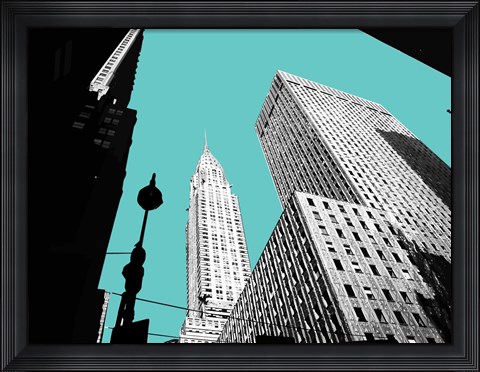 Framed New York on Blue Print