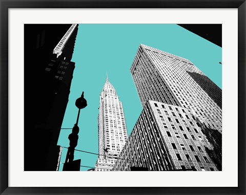 Framed New York on Blue Print