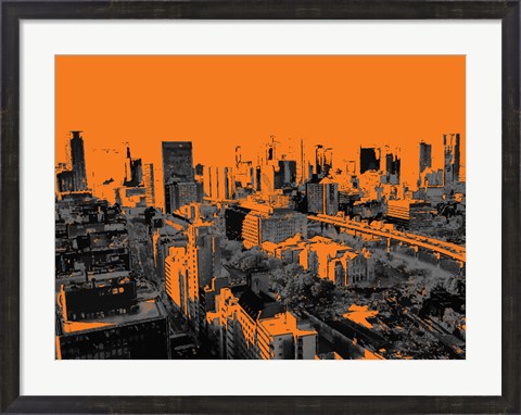 Framed Skyline in Osaka2 Print