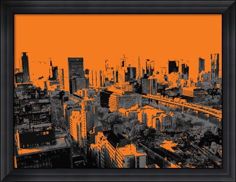 Framed Skyline in Osaka2 Print