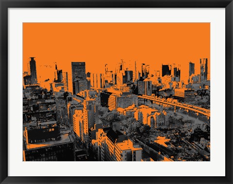 Framed Skyline in Osaka2 Print