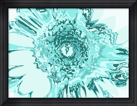 Framed Turquoise Abstract Flower Print