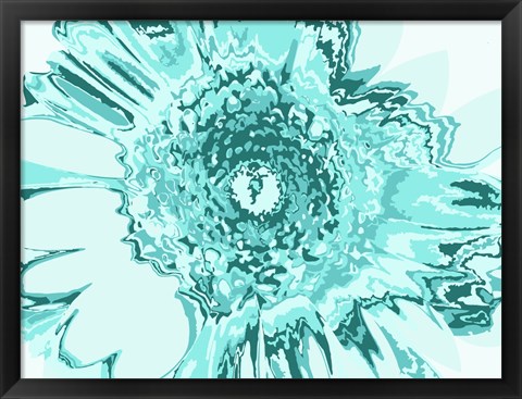 Framed Turquoise Abstract Flower Print