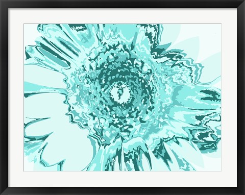 Framed Turquoise Abstract Flower Print