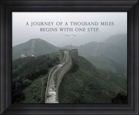 Framed Journey Of A Thousand Miles Quote Print