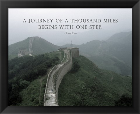 Framed Journey Of A Thousand Miles Quote Print