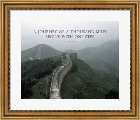 Framed Journey Of A Thousand Miles Quote Print