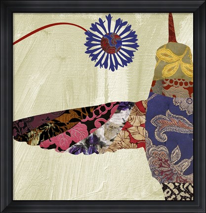 Framed Hummingbird Brocade I Print