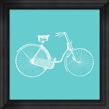 Framed Aqua Bicycle Print