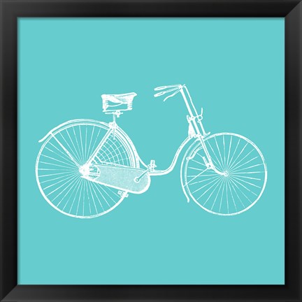 Framed Aqua Bicycle Print