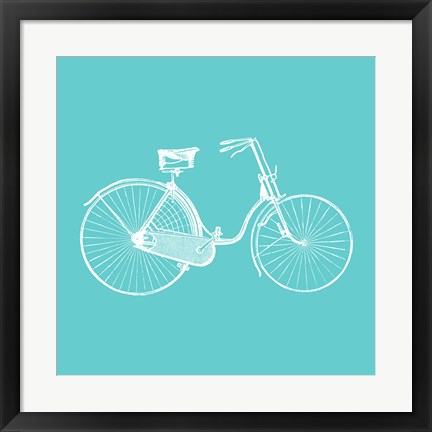 Framed Aqua Bicycle Print