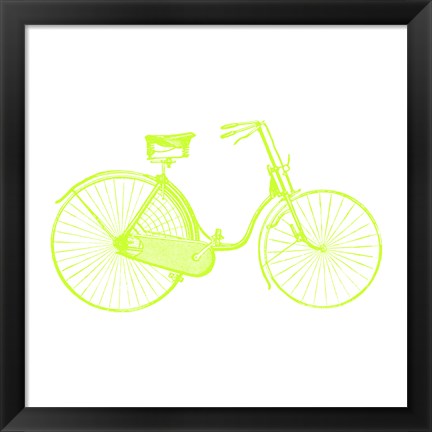 Framed Lime On White Bicycle Print