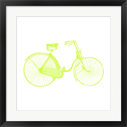 Framed Lime On White Bicycle Print