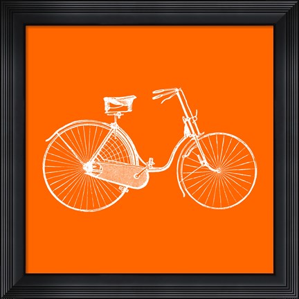Framed Orange Bicycle Print